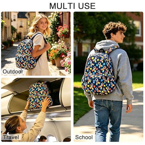 Autism Kids Backpack School Backpack Teens Bookbag for Girls Boys Hiking Camping Travel Sports - color: Autism