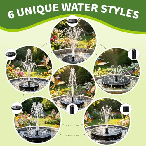 1.5W Solar Fountain, Solar Water Fountain with 6 Nozzles, Solar Water Pump Floating Fountain for Bird Bath, Pond, Garden, Pool, Fish Tank - color: 1.5w Solar Fountain Pump