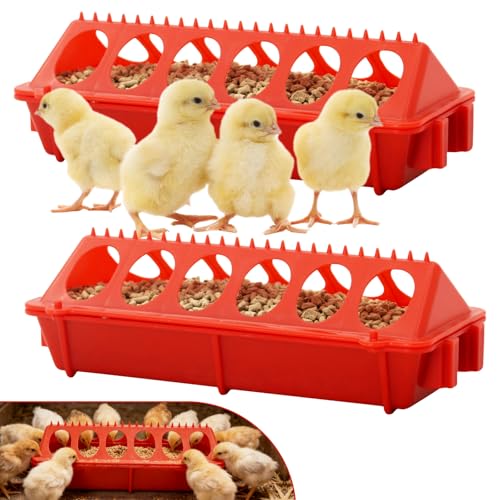 2 Pack Flip Top Chick Feeder Trough 12 Holes Holes No Waste Spill Proof