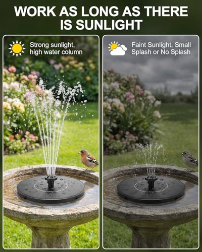 Solar Bird Bath Fountain – 2026 Newly Upgraded 1.4W Solar Pump with 7 Nozzles and 4 Fixed Pipes, Floating & Free-Standing, Solar Fountain for Bird Bath, Garden, Pond, Pool, Outdoor
