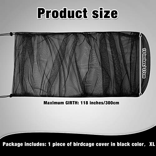 Shappy Large Bird Cage Seed Catcher,Bird Cage Cover Net Skirt Guard,Adjustable Soft Airy Mesh Net for Parrot Parakeet Macaw(118 x 15 Inch/ 300 x 37 cm,Black) - color: Black, size: 118 x 15 Inch/ 300 x 37 cm