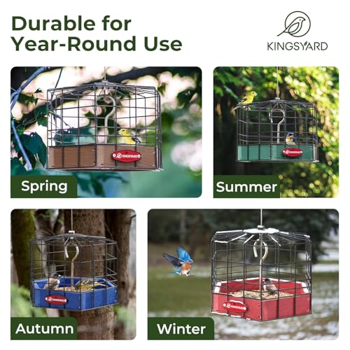 Kingsyard Squirrel Proof Platform Bird Feeder | Metal Mesh Tray, Recycled Poly Lumber Feeder, Great for Small Wildbirds Finches Bluebird Mealworm, Green - color: Green