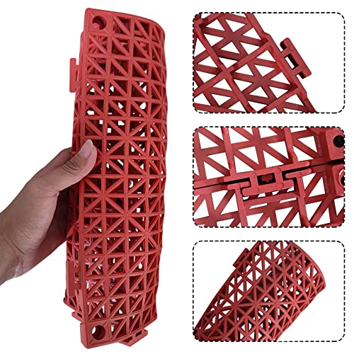 12 Pack Modular Interlocking Cushion 11.6" x 11.6" Rubber Mat Floor Tile Mats Drain Pool Patio Balcony Yard Pet Area Washer Pad(Red) - size: red