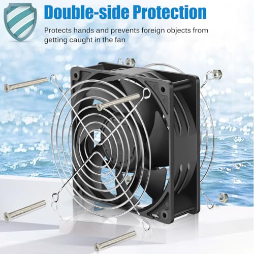 GDSTIME 120mm x 38mm 12V DC Waterproof IP67 Fan High CFM Dual Ball 2Pin | for RV Fridge, Power Station, DIY Cooling Ventilation Exhaust Projects - size: 120x38mm