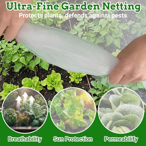 Ultra Fine 4'x10' Garden Netting,Pest Barrier & Bird Netting, Plant Mesh Net Row Cover for Garden,Greenhouse,Patio,Raised Beds, Protecting Vegetables, Flowers, Trees - size: 4'X10'