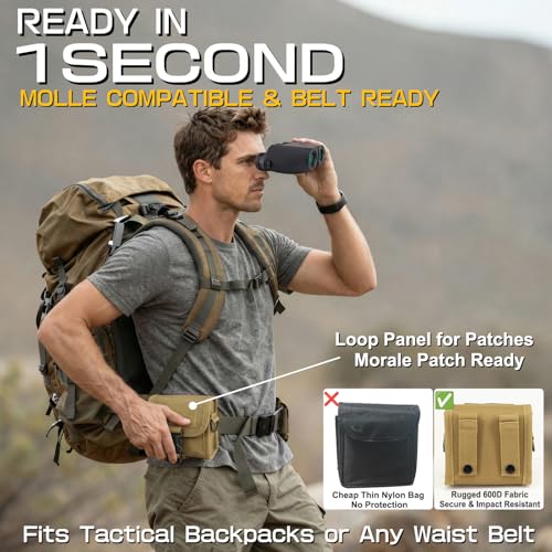 12x25 Compact Binoculars for Adults and Kids - Small Pocket Binoculars with 600D MOLLE Pouch - Phone Adapter and Wide Strap for Cruise Travel Hiking Bird Watching Concerts Outdoor Gift
