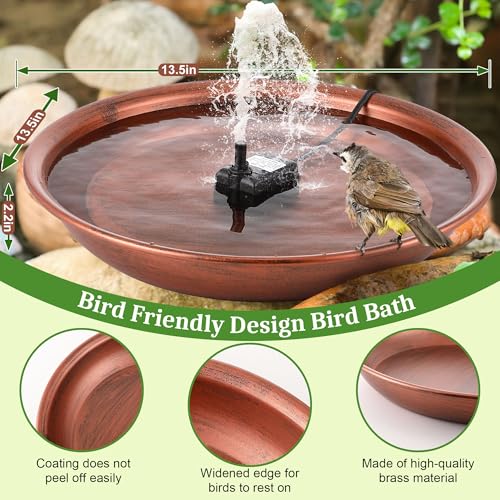 Bird Bath Fountain for Outside, Metal BirdBath Bowl with 8W Pump (Standing | 13.5" Garden Metal Bird Bath Bowl 2 Nozzles Adjustable Water Fountain for Backyard Patio Garden and Outdoor Water Features - style: Standing