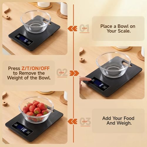 Food Scale, Digital Kitchen Scale with Hanging Loop, 11lb Baking Scale | 1g Accuracy, g/oz,etc.5 Unit Conversion, Tare Function, Fingerprint-Resistant Steel, Suitable for Cooking, Baking ,Meal Prep - color: Black