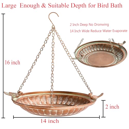 16" Hanging Bird Bath for Outdoors, Metal Bird Bath Bowl | sutible for Garden, Backyard, Patio Decoration