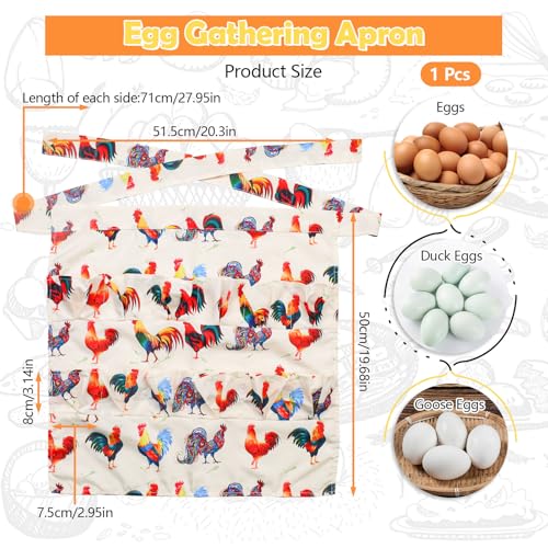 12 Deep Pockets Egg Apron, Chicken Egg Collecting Apron, Egg Holding Apron, Duck Goose Egg Gathering Apron for Housewife - color: Realist Style