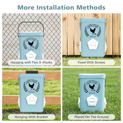 TGEYD Chicken Feeder and Waterer Set, No-Waste Hanging Feeder for Backyard Chickens, 3 Gal Waterer & 15LB Feed Bin