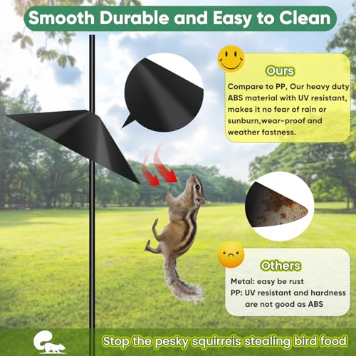24-inch Large Squirrel Baffles for Bird Feeders Pole | Squirrel Proof Bird Feeders for Outdoor Hanging, Bird House Guard for Shepherd’s Hook, Two Way Use, Black Color - color: Black