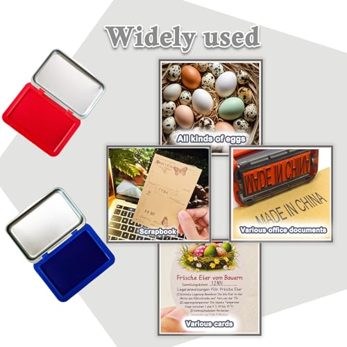 2PCS Egg Date Marking Stamp Ink Pad, 2.95 x 2.16 inches, for Fresh Eggs, 2 Pack (Blue&RED) - color: Blue&red