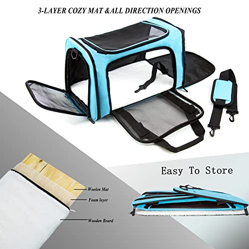 Soft Sided Carrier for Small Medium Cats Dogs,TSA Airline Approved Collapsible Travel Pet Carrier Medium Blue - color: Blue, size: Medium