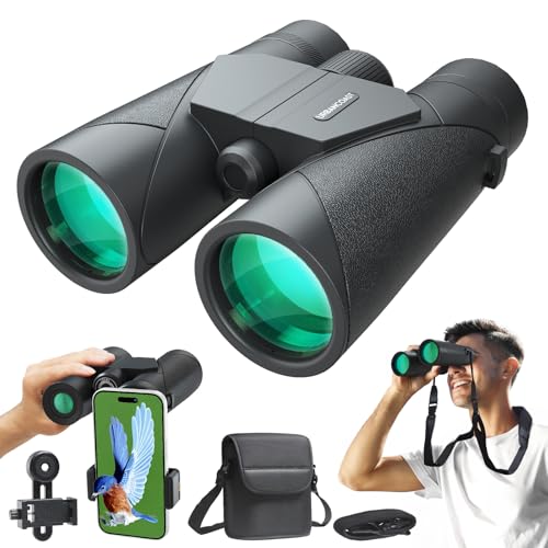 15X45 Professional HD Binoculars for Adults High Powered with Phone Adapter, IPX7 Waterproof Binoculars with Large Eyepiece for Huting Bird Watching Hiking Hunting Cruise Ship - color: Black1