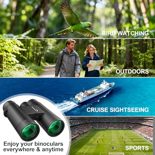 15x42 Binoculars for Adults High Powered for Bird Watching Cruise Ship | FMC BAK4 Optics for Wide HD View, Portable Lightweight Binoculars for Hunting Traveling, Easy Focus with Phone Adapter