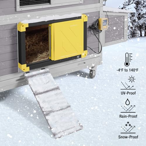 Aivituvin Automatic Chicken Coop Door, Solar-Powered with Heating & Anti-Pinch Function, All-Coop Compatible (Black)