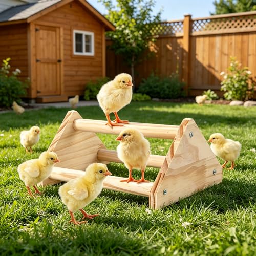 Wooden Chick Perch Stand, Pine Chicks Roosting Bar, Jungle Gym Perch Toys for Chicken Coop & Brooder, Bird Perch for Baby Chicks & Parrots (Small) - color: Small