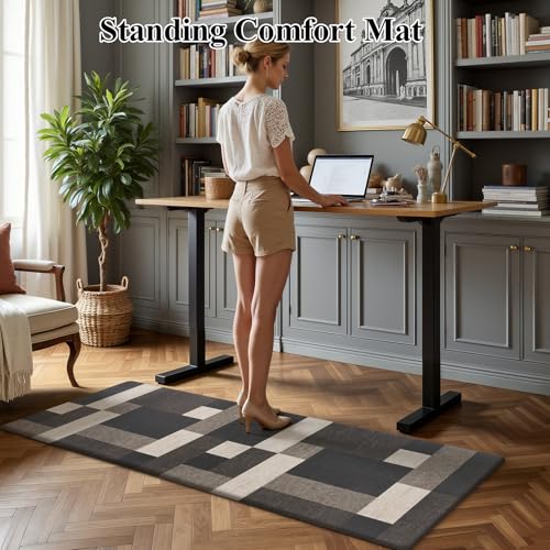 Anti Fatigue Kitchen Mat, Non Slip Cushioned Standing Floor Mat, Waterproof Kitchen Runner Rug, Farmhouse Comfort Padded Mat for Sink, Laundry, Office, Brown, 24''x71'' - color: Dark Brown