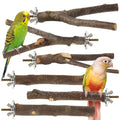 6 Pack Natural Wood Bird Perches for Cage, Wooden Parrot Perch | Wood Bird Stand Toy, Hardwood Branches, Climbing & Chew Toy for Bird Cage Accessories, Ideal for Parakeets Budgies Cockatiels - size: Medium Size-6 Pack