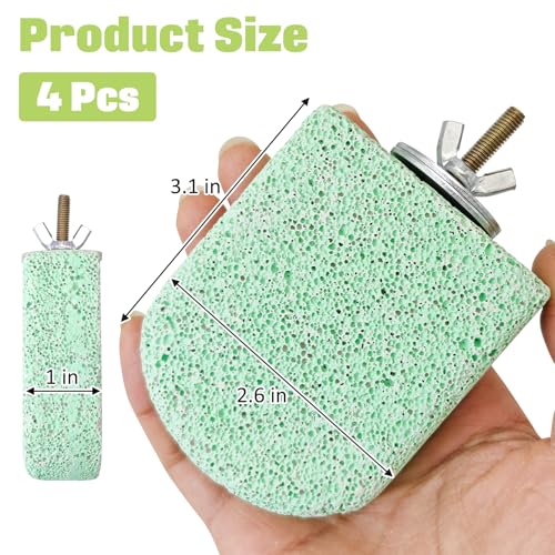 BNOSDM 4 Pcs Green Bird Beak Grinding Stone Calcium Parrot Perch 3.1*2.6in - color: 4 Pcs- Green (M+)