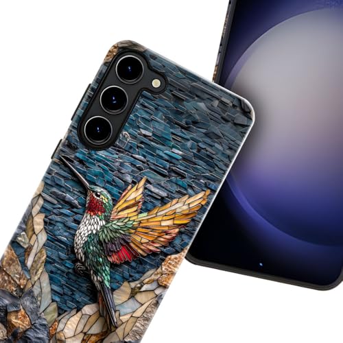 Compatible with Samsung Galaxy S23 Case,Glossy Case All-Round Protection Shockproof Anti-Scratches TPU Cover,Cases for Man Woman-Hummingbird Stained Glass - color: Hummingbird Stained Glass, size: Galaxy S23