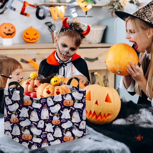 Rectangular Halloween Basket,Trick or Treat Basket for Boys and Girls,Waterproof collapsible storage box,Halloween Decor,Gift box(Purple Halloween) - color: Purple Halloweens