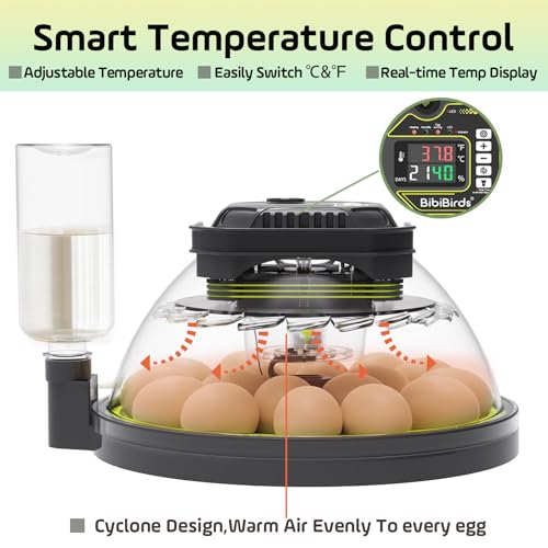 Egg Incubators for Hatching Eggs, Temperature Humidity Control | Automatic Egg Turning, Atomizer Humidification, Built-in Egg Candler, incubating chicken/duck/goose/quail/parrot eggs - size: 18 Egg