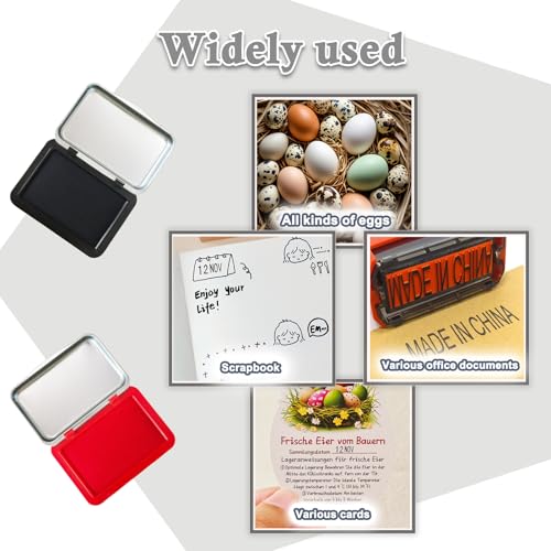 Egg Date Marking Stamp Ink Pad, 2.95 x 2.16 inches, for Fresh Eggs (RED&Black) - color: Red&black