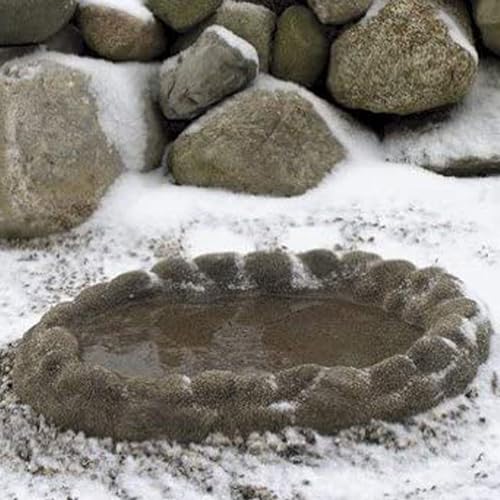 Farm Innovators Heated Bird Bath, Four Seasons Outdoor Decor Shallow Bath Tray for Birds - Backyard & Garden Birdbath with Sand Coated Design | Thermostatically controlled sand-coated oasis with enclosed heating element, cord tucks away for year-round use
