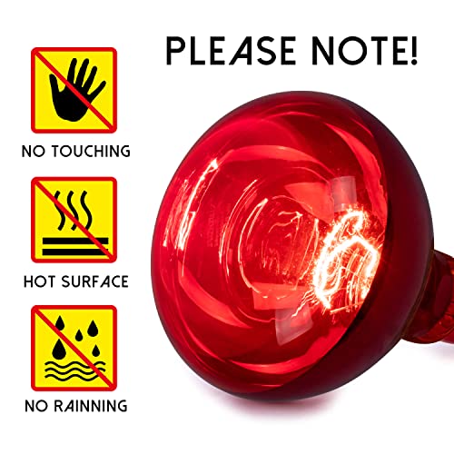 250 Watt Heat Lamp Bulbs for Chicks, R40 Heat Lamp for Chickens, Infrared Heat Bulbs for Brooder Heater, 250W Incandescent Heat for Pet, Bathroom, Food (2 Pack)