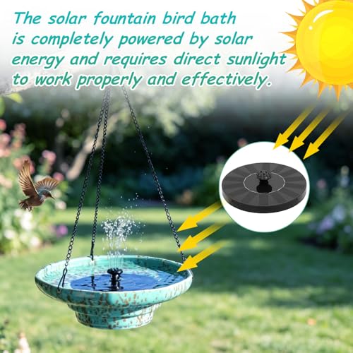 Ceramic Hanging Solar Bird Bath,Fountain Bird Bath Hanging for Outside | 11.6" Solar Hanging Bird Bath,Weather-Resistant Vintage BirdBaths Decorfor Garden Patio Yard Deck Lawn (blue) - color: Light Blue