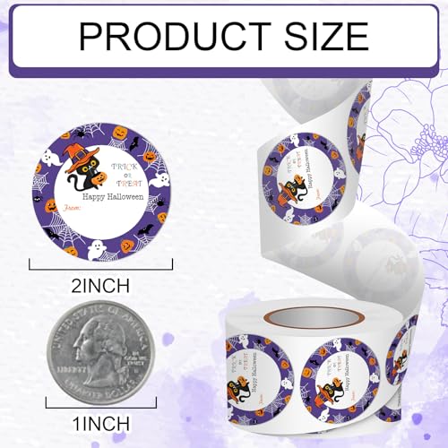 Louise Maelys 2 Inch Happy Halloween Stickers,500Pcs | Trick or Treat Halloween Stickers Name Gift Stickers for Party Decoration Goodie Bags - color: Color5