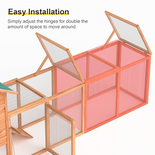 GOJOOASIS 40" Wooden Chicken Run Coop Outdoor Hen House | Poultry Cage, Fir Wood Build, Galvanized Wire Fence, Lockable Entrance, Holds 2-4 Chickens, for Backyard Garden Use - size: B