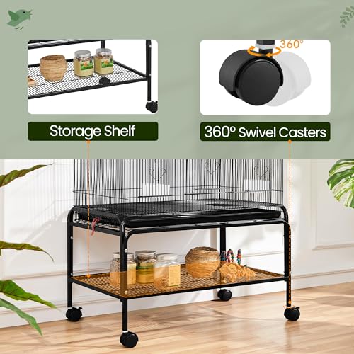Yaheetech 53'' Large Bird Cage Budgie Cage for Parakeets Cockatiels Conures Lovebirds Parrots with Rolling Stand