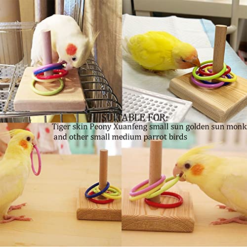 LAIYOHO Parrot Intelligence Training Toy | Colorful Stackable Rings Interactive Bird Toy for Most Pet Birds