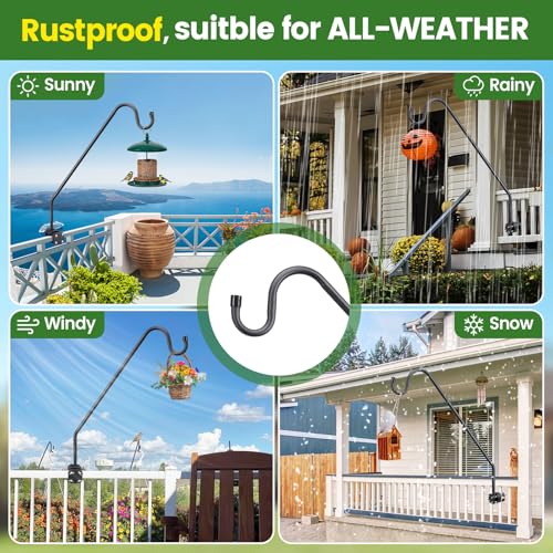 Deck Bird Feeder Hanger for Railing, Heavy Duty Hummingbird Feeder Hanger 28-inch Deck Hook Fence Balcony Railing Bracket for Planter,Flower Baskets,Lanterns,Wind Chimes