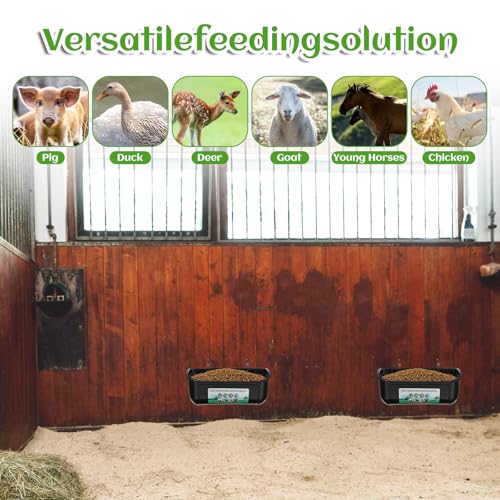 MAQUITA 6 PCS Hanging Chicken Feeder Trough for Goat Sheep Deer Poultry Duck Chicken Fence Feeder Livestock Feeding Container Goats Supplies Feeders Waterer Bucket