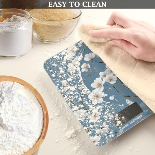 Food Scale Kitchen Scale Food Weight Scales Digital Weight Grams and Ounces Small Electronic Food Scale for Baking Cooking Blue Flowers Butterfly - color: Blue Flowers Butterfly
