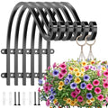 EPHECH 6Pack 16Inch Heavy Duty Hanging Plant Brackets for Plant Baskets | 80Lbs Outdoor and Indoor Hanging Brackets | Black Metal Wall Plant Hanger Hooks for Hanging Flower Pot Bird Feeder Lanterns - size: 6PCS-16Inch