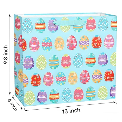 STPIYFZU 13" Large Easter Gift Bags with Handles, Egg Design Reusable Paper Easter Bag for Egg Hunts Kids Party Supplies, Gift Wrapping - color: 1 PCS Egg bags 02