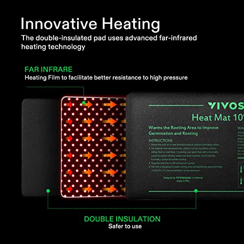 VIVOSUN 2 Pack Durable Waterproof Seedling Heat Mat 10" x 20.75" | UL & MET-Certified Warm Hydroponic Heating Pad for Germination, Indoor Gardening, Greenhouse - size: 10" x 20.75" - 2pack