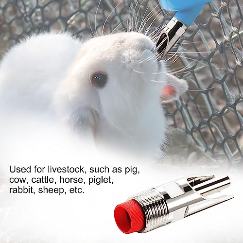 Jardin 2Pcs Stainless Steel Pig Water Nipple with 4/5" Thread, Automatic Pig Nipple Drinker Feeder Waterer Red Cap Feeding Watering Set Pig Home Farm Drinking Supplies