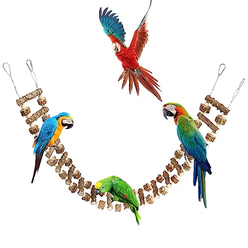 Natural Pepper Wood Hanging Pet Bridge & Swing, Rat & Hamster Climbing Toys, Bird Cage Accessories, Suitable for Parrot, Rat, Squirrel, Sugar Gliders - size: 43.3 × 3.9 Inch