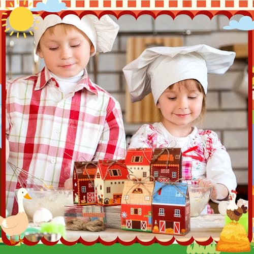 Zhanmai 48 Pcs Farm Animal Treat Boxes Candy Mini Cow Barnyard Boxes Farmhouse Paperboard Gift Bags for Holiday Party Treat Cookie Goodie Snack Gift Packaging - style: Summer Farmhouse