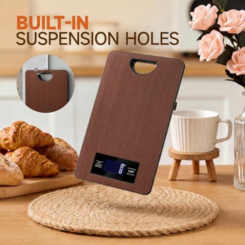 Food Scale, Digital Kitchen Scale with Hanging Loop, 11lb Baking Scale | 1g Accuracy, g/oz,etc.5 Unit Conversion, Tare Function, Fingerprint-Resistant Steel, Suitable for Cooking, Baking ,Meal Prep - color: Red