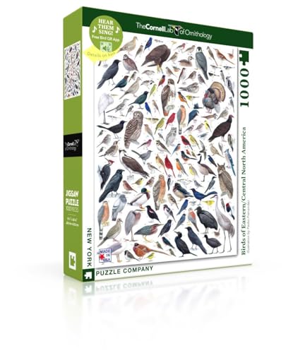 New York Puzzle Company - Cornell Lab Birds of Eastern/Central North America - 1000 Piece Jigsaw Puzzle for Family Game Nights by Pedro Fernandes - color: Birds of Eastern/Central North America 1000 Piece