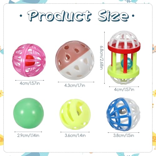 6 Pcs Foraging Ball Bird Toys, Feeder Toys, Foot Talon Toy, Chewing Training Rattle Bell Balls, Parrot Cage Toys for Parakeets, Cockatiels, Conures, Love Birds and Other Small to Medium Birds