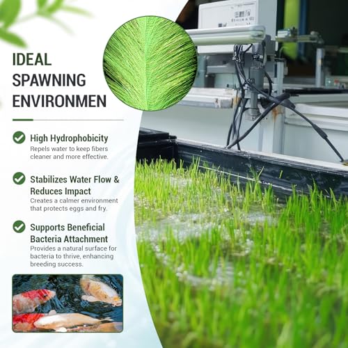 2 Pack Koi Spawning Brush 39" x 7" Fish Pond Filter Brushes with Stainless Steel Ring for Pond Filter Aquarium Skimmer Outdoor Water Garden Decor - size: 39" X 7"