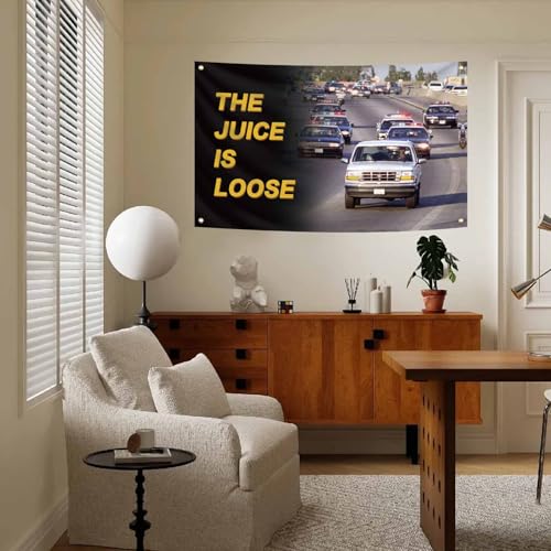 The Juice is Loose Flag Police Chase Scene 3X5 Feet Banner College Dorm | Living Room,Man Cave Frat Wall Outdoor Decor,With 4 Brass Grommets - color: G1